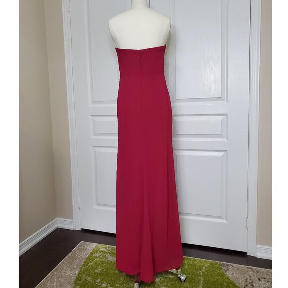 TFNC Chiffon Strapless Bridesmaid Maxi Dress in Fuchsia Size S - Picture 4 of 6